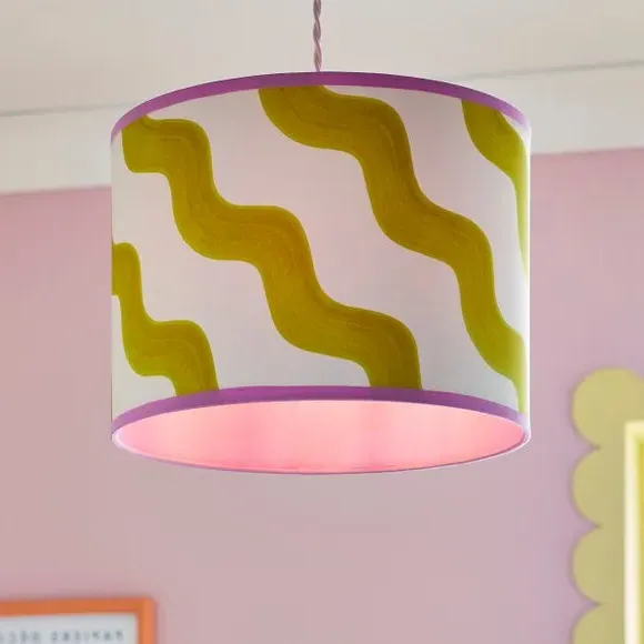 Hazy Wave Lamp Shade - Chartreuse, Fabric