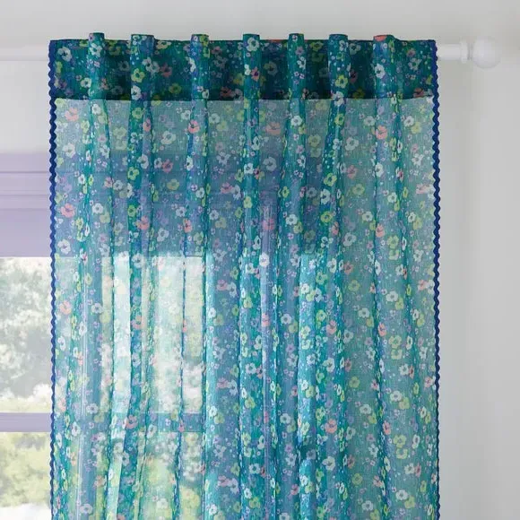Hidden Tab Top Voile Panel - Multicolor, Polyester