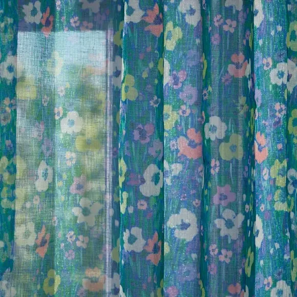 Hidden Tab Top Voile Panel - Multicolor, Polyester