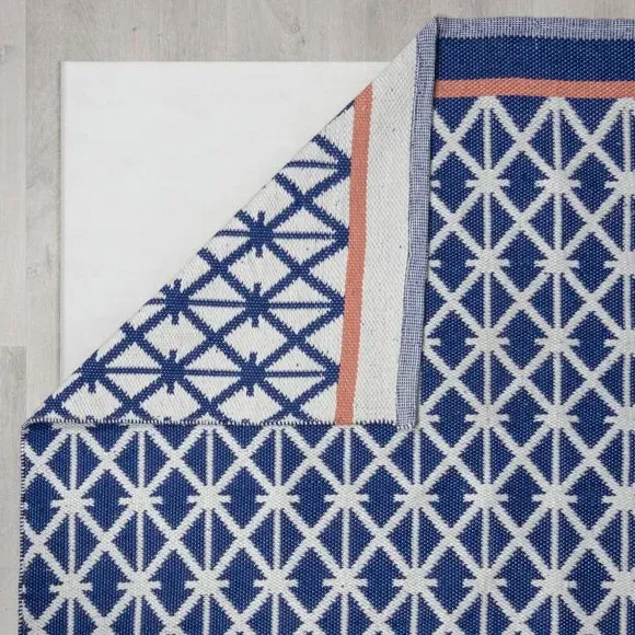 Indoor Outdoor Rug Geometric - Blue, Polyester