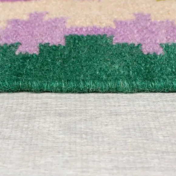 Kilim Rug with Tassels - Multicoloured, Wool