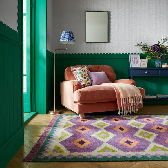 Kilim Rug with Tassels - Multicoloured, Wool image