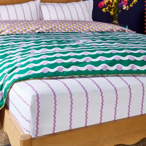 Mini Wave Fitted Sheet - Lilac, Cotton