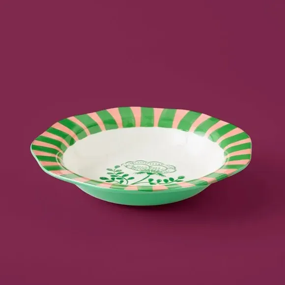 Pasta Bowl with Scalloped Edge - Jade, Fine China