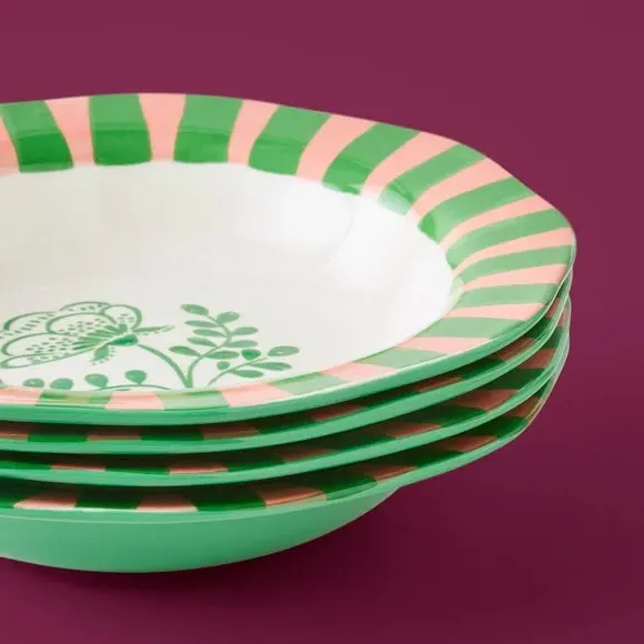 Pasta Bowl with Scalloped Edge - Jade, Fine China