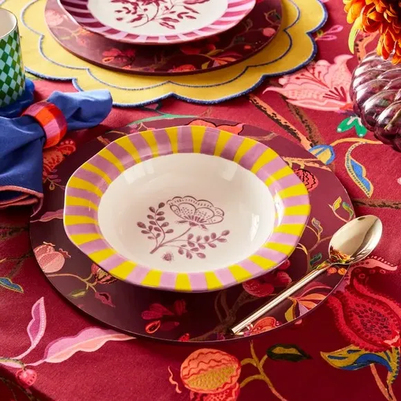 Pasta Bowl with Scalloped Edge - Lilac, Fine China