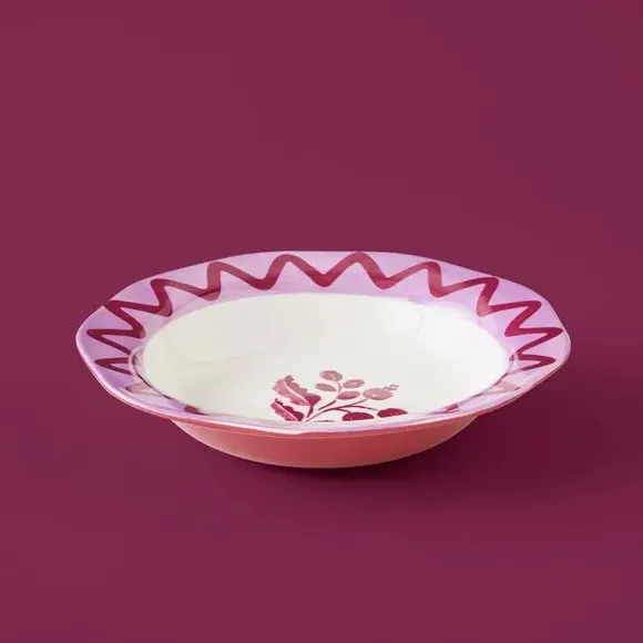 Pasta Bowl with Scalloped Edge - Pomegranate, Fine China