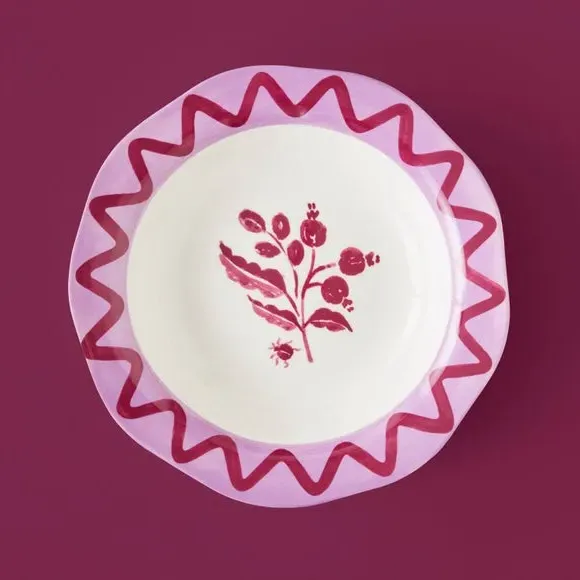 Pasta Bowl with Scalloped Edge - Pomegranate, Fine China