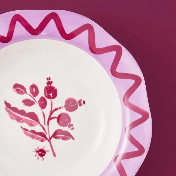 Pasta Bowl with Scalloped Edge - Pomegranate, Fine China