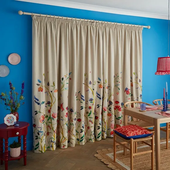 Pencil Pleat Curtains with Embroidery - Multicolor