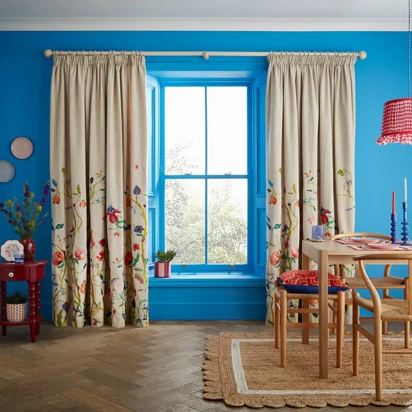 Pencil Pleat Curtains with Embroidery - Multicolor image