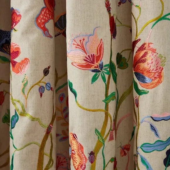 Pencil Pleat Curtains with Embroidery - Multicolor