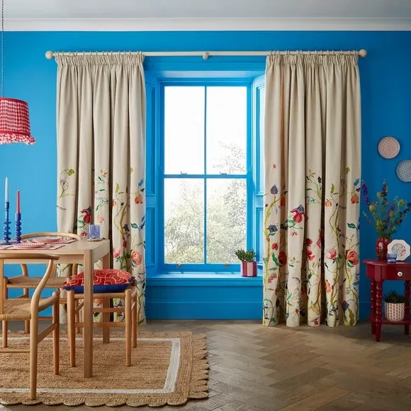 Pencil Pleat Curtains with Embroidery - Multicolor