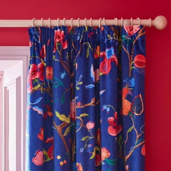 Pencil Pleat Curtains with Lining - Multicolor, Velour