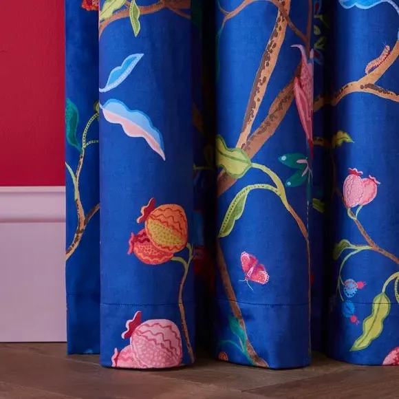 Pencil Pleat Curtains with Lining - Multicolor, Velour