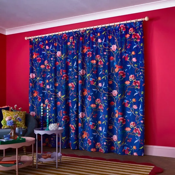 Pencil Pleat Curtains with Lining - Multicolor, Velour