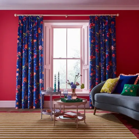 Pencil Pleat Curtains with Lining - Multicolor, Velour