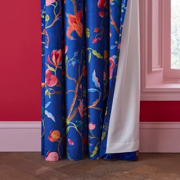 Pencil Pleat Curtains with Lining - Multicolor, Velour