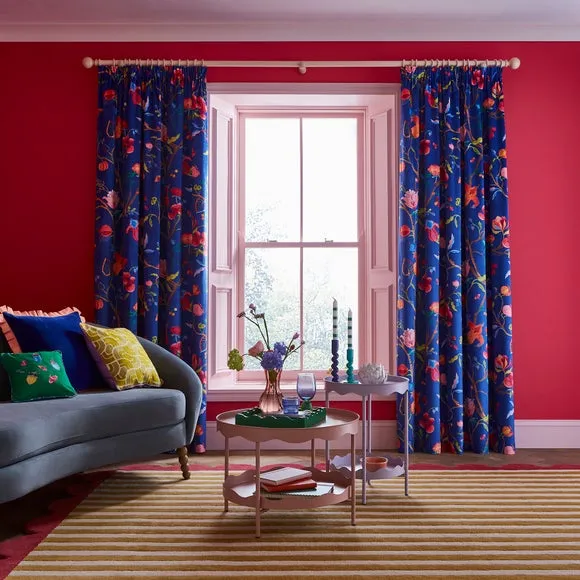 Pencil Pleat Curtains with Lining - Multicolor, Velour