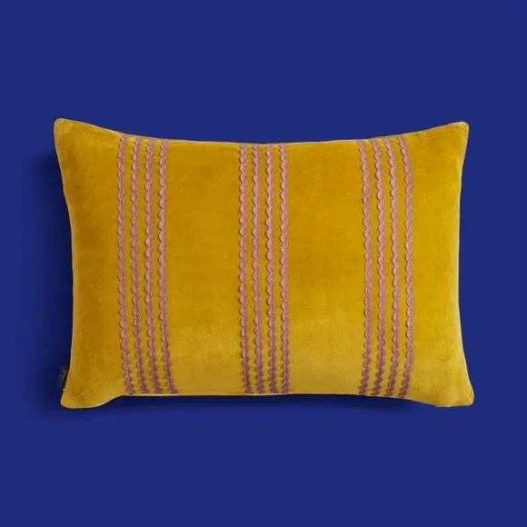 Rectangle Cushion with Ric Rac Trim - Zest, Cotton