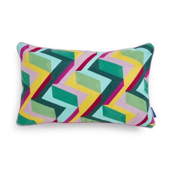 Rectangle Cushion with Zip - Multicolor, Cotton