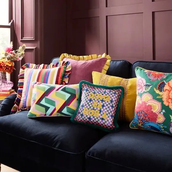 Rectangle Cushion with Zip - Multicolor, Cotton