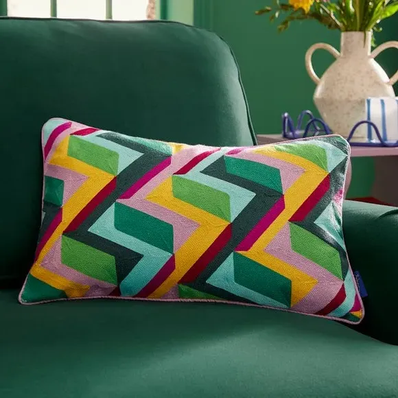 Rectangle Cushion with Zip - Multicolor, Cotton image