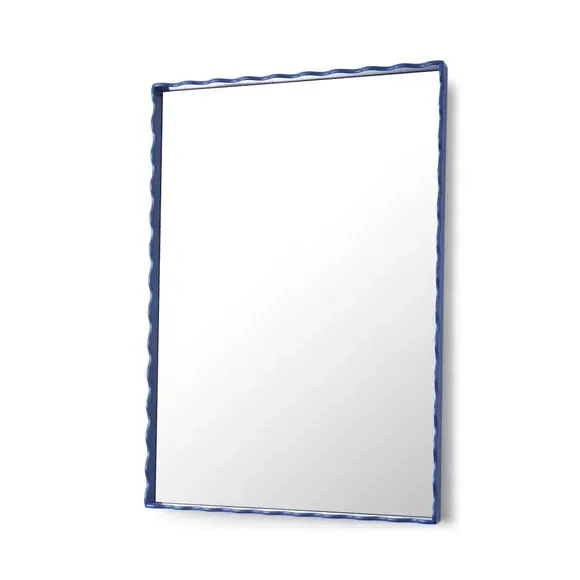 Rectangle Wall Mirror with Wiggle Design - Cobalt