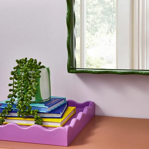 Rectangle Wall Mirror with Wiggle Design - Jade