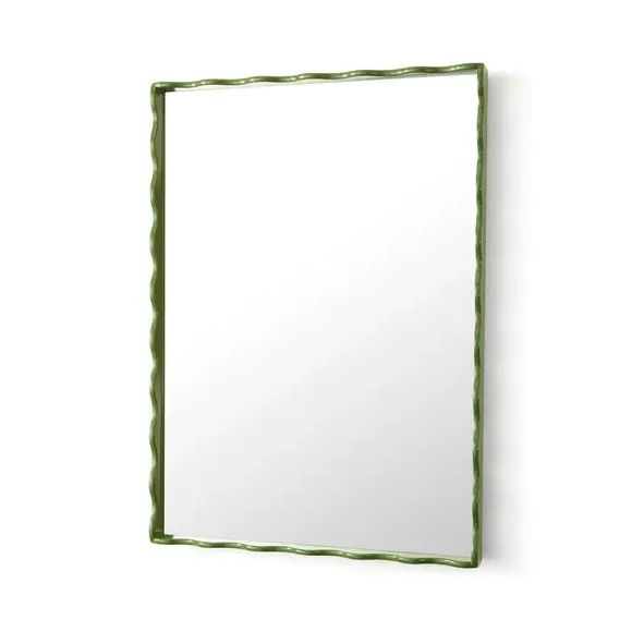 Rectangle Wall Mirror with Wiggle Design - Jade