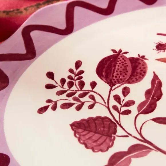 Serving Platter with Scalloped Edge - Pomegranate