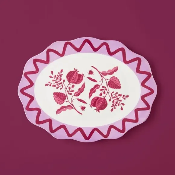 Serving Platter with Scalloped Edge - Pomegranate