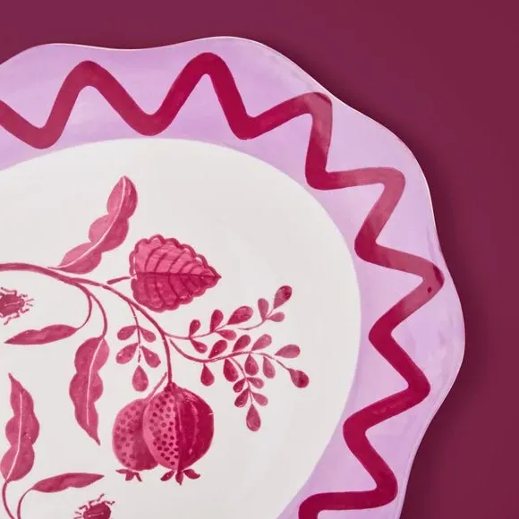 Serving Platter with Scalloped Edge - Pomegranate