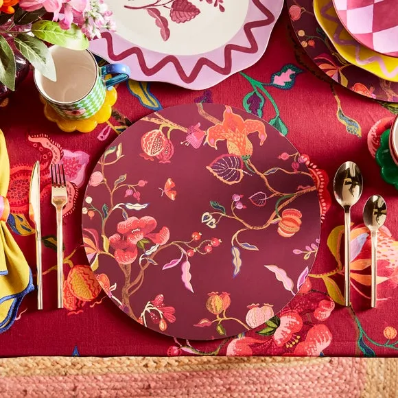 Set of 2 Round Placemats Floral - Purple, Paper