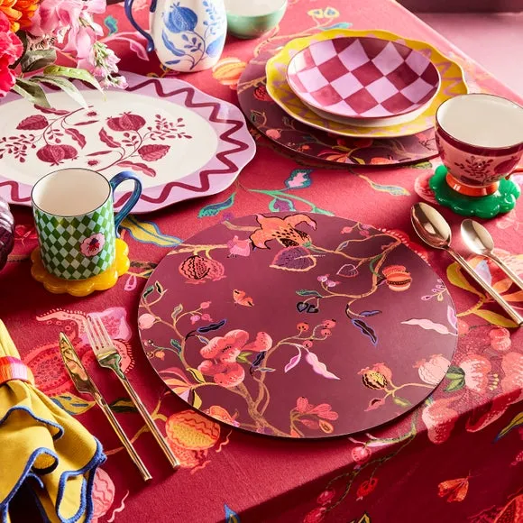 Set of 2 Round Placemats Floral - Purple, Paper image