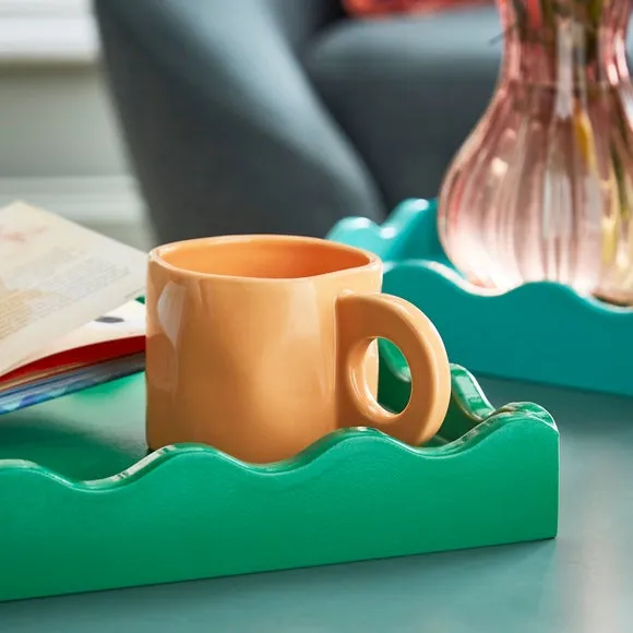 Set of 2 Wavy Edge Trays - Turquoise