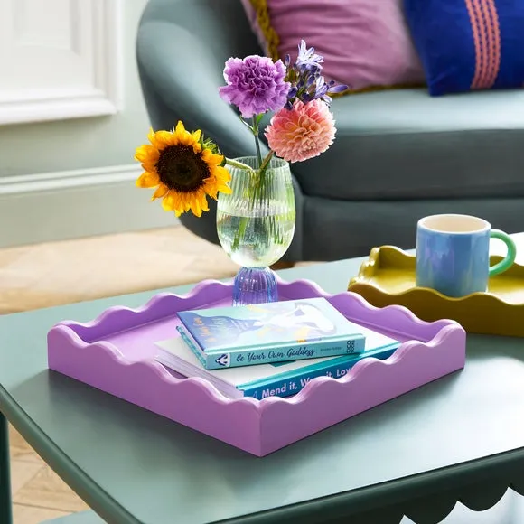 Set of 2 Wavy Edge Trays - Zest