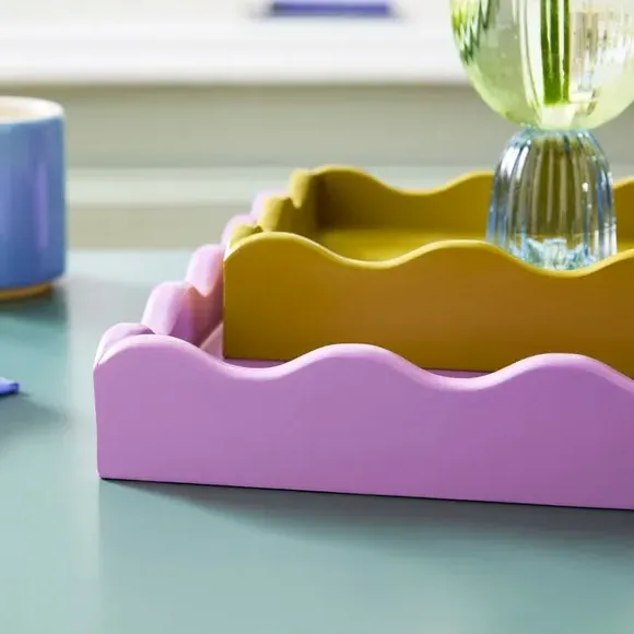Set of 2 Wavy Edge Trays - Zest