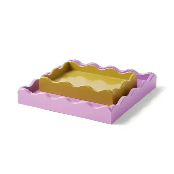 Set of 2 Wavy Edge Trays - Zest