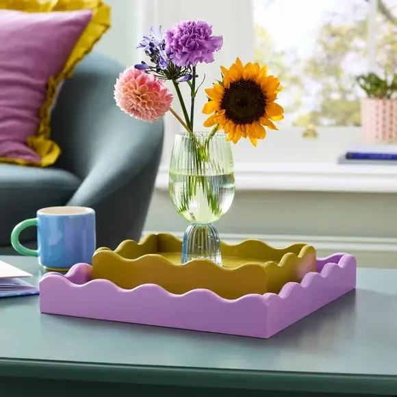 Set of 2 Wavy Edge Trays - Zest