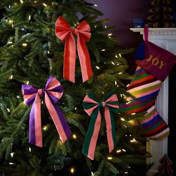 Set of 3 Bow Decorations - Multicolor, Fabric image