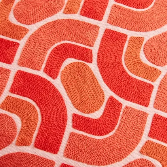 Square Cushion Wave Stitch Crewel - Cobalt, Cotton