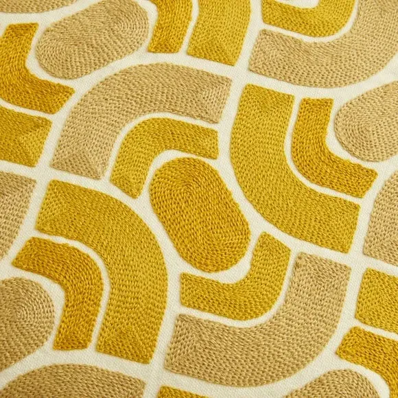 Square Cushion Wave Stitch Crewel - Zest, Cotton