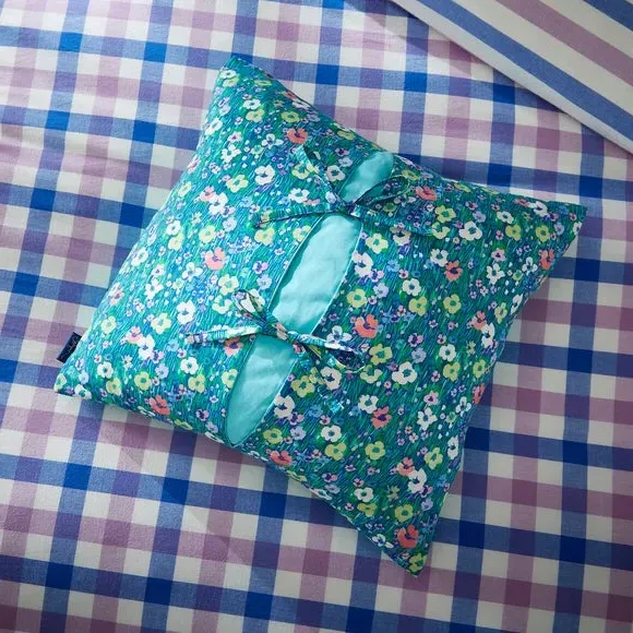 Square Cushion with Floral Design - Cotton