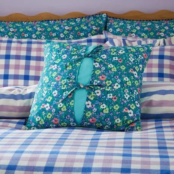 Square Cushion with Floral Design - Cotton image