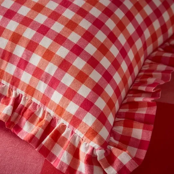 Square Cushion with Frilled Edge - Multicolor, Cotton