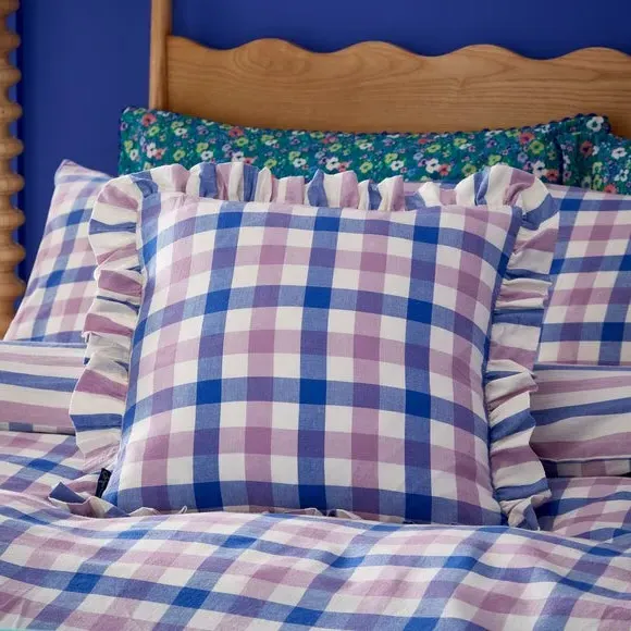 Square Cushion with Gingham - Multicolor, Cotton