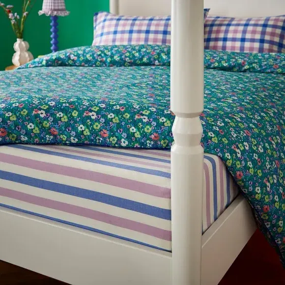 Striped Fitted Sheet - Multicolor, Cotton image