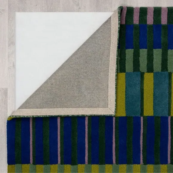 Striped Wool Rug - Multicoloured, 100% Wool