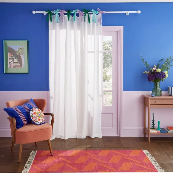 Tie Top Voile Panel - Multicolor, Cotton